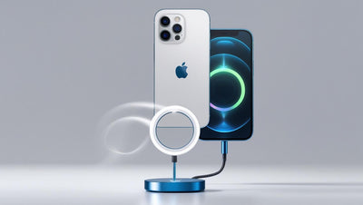 MagSafe charger on sleek desk with iPhone
