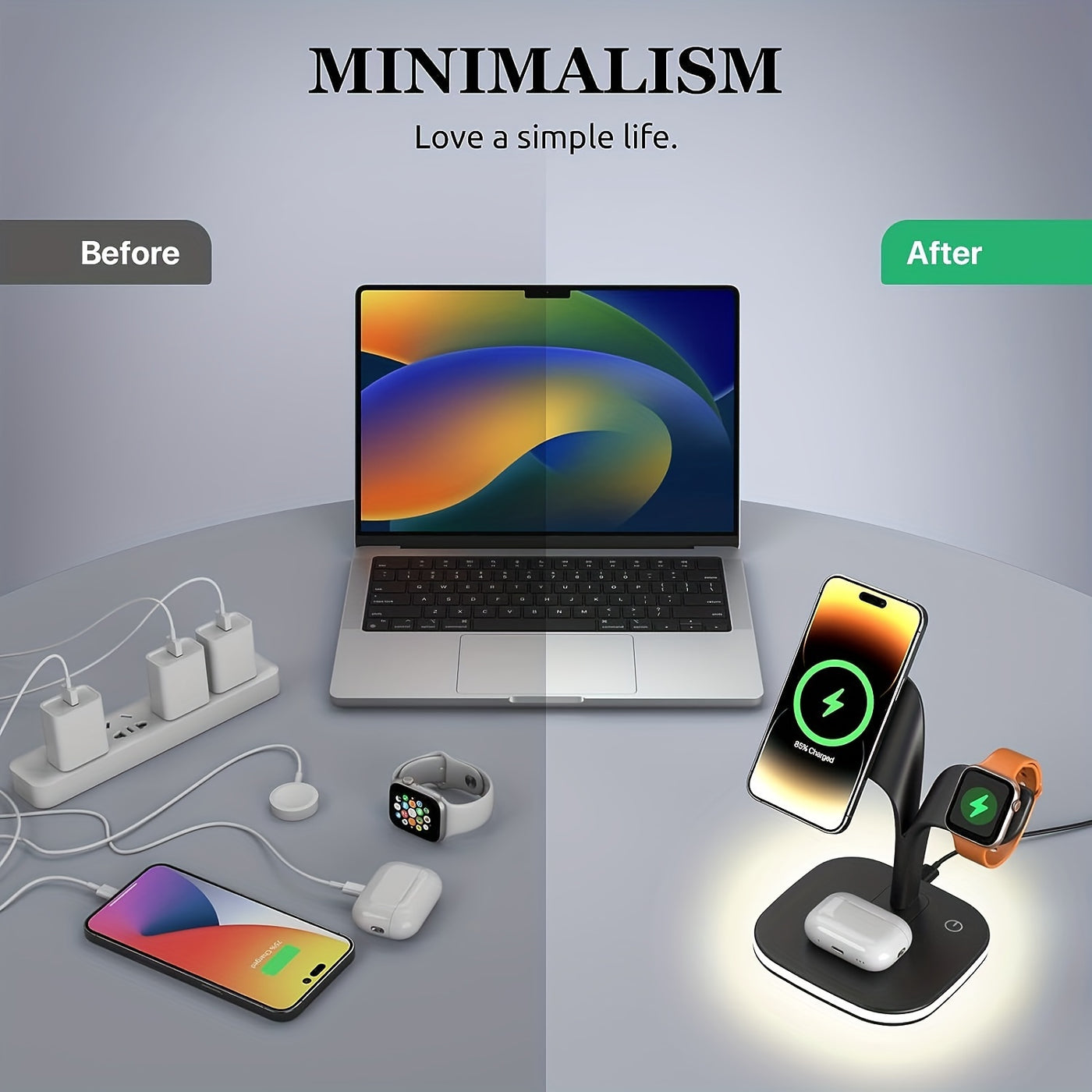 5-in-1 Magnetic Charging Station for MagSafe iPhone 15/14/13/12 Series, Fast Wireless Charger for Apple Watch 9/8/7/6/5/4/3/2 Ultra and Airpods Pro 3/2, Black