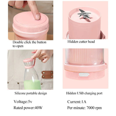 Portable Blender, Portable Blender for Shakes and Smoothies , Magnetic USB Fast Charging Mini Fresh Juice Mixer Bottle